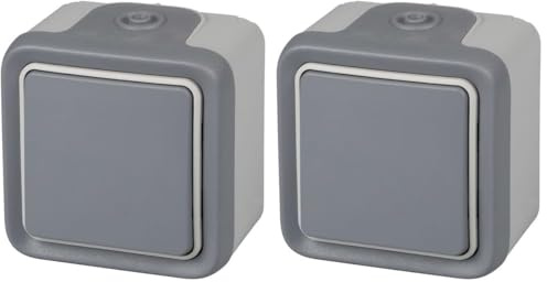 legrand 191501 Interruptor Conmutador Estanco de Superficie, Gris (Paquete de 2)