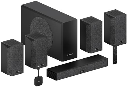 Valerion AWOL ThunderBeat 5.1.2 Wireless Dolby Atmos Home Theater System, 840W Power with Dedicated Center Channel, Subwoofer & Surround Speakers, <30ms Low Latency, for Projectors