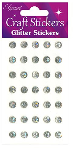 Eleganza Glitter Gems, Synthetic Material, Silver, 16.5 x 7.6 x 0.2 cm
