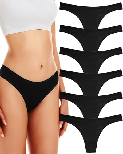 ANZERMIX Dam andningsbar bomull stringtrosor 6-pack
