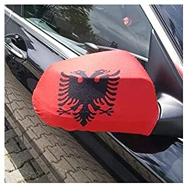 AZ FLAG AUSSENSPIEGEL Flagge ALBANIEN 2 stück - ALBANISCHE Autospiegelfahne - Spiegel Car Cover spezielle Auto