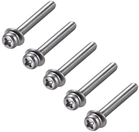 sourcing map M4 x 35mm Stainless Steel Phillips Pan Head Machine Screws Bolts Combine with Spring Washer and Plain Washers 5pcs