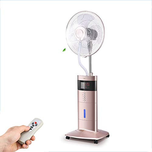 DGLIYJ Cooling Fans Spray Humidifying Fan Oscillating 3 Speeds Setting 7.5h Timing With Remote Atomizing Fan Control 80W Power (Color : Rose gold)