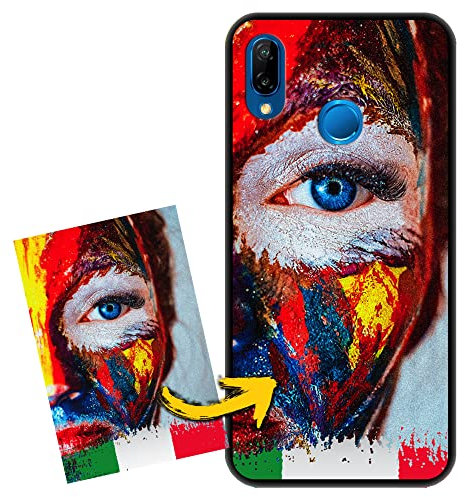 FarmyGadget Cover Personalizzata per Huawei P20 Lite 2018 / Nova 3e, TPU Nero Morbida, Custodia Personalizzabile con Foto, Immagine, Testo, Loghi
