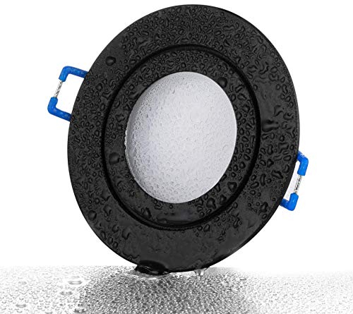 lambado® Premium LED Spots Dimmbar für Badezimmer in Schwarz - Moderne Deckenstrahler/Einbaustrahler IP44 für Außen inkl. 230V 5W GU10 Strahler neutralweiß - Hell & Sparsam