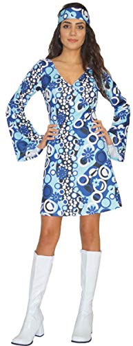 MAYLYNN Hippie Kleid Kostüm Damen Zoe 60er 70er Jahre, Größe L