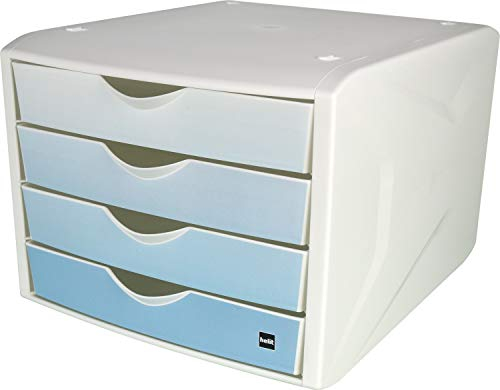 Helit H6129533 - Schubladenbox „the chameleon“ simple blue, 4 Schubladen, für Format DIN A4, blau, 1 Stück