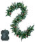 JOYIN Weihnachtsgirlande, beflockt, inklusive 50 Lichter, Tannenzapfen, rote Beeren, für Winter und Weihnachten, Feiertagsdekoration, 2,7 m