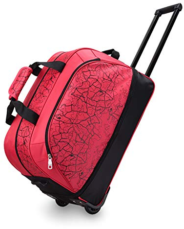 YLLHK Hohe Kapazität Weekend Duffle, Faltbar Leichtgewicht Trolley Gepäcktasche mit Rollen, Wasserdicht Nylon Reisetasche, für Geschäftsreise,Rot