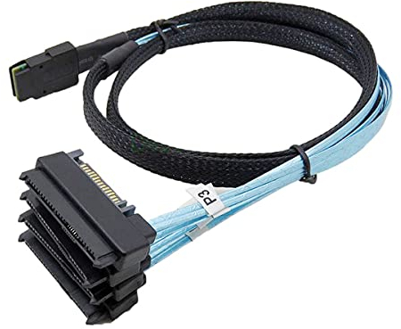 cablecc Câble d'alimentation interne 36 broches Mini SAS SFF-8087 hôte vers 4 disques durs SAS SFF-8482 et SATA 50 cm