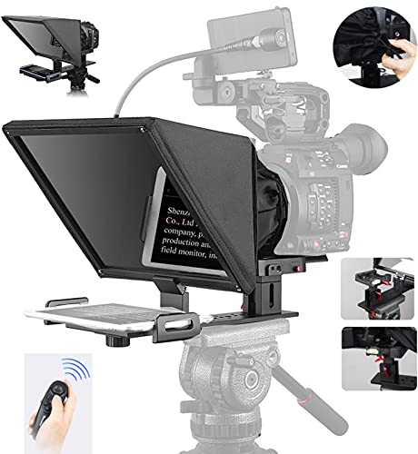 Desview T12 klappbarer tragbarer Teleprompter für Handy-Tablet DSLR-Camcorder Rec-Aufforderungs-App Android IOS mit Fernbedienung Geeignet für Tik-Tok-YouTube-Live-Streaming.