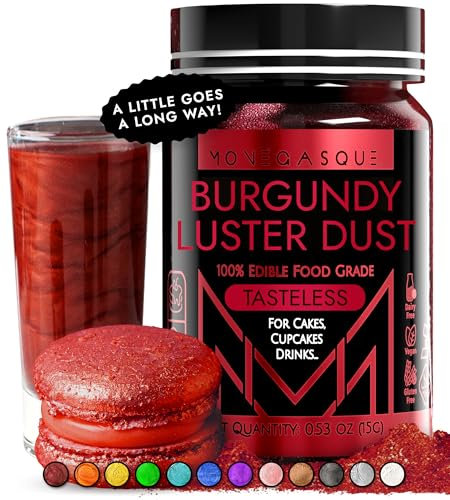 MONÉGASQUE Burgundy Edible Glitter for Cocktails 15g – Red Edible Glitter for Drinks - Edible Drink Glitter Shimmer - Lustre Dust for Cakes - Edible Red Glitter for Cakes - Edible Glitter for Cakes