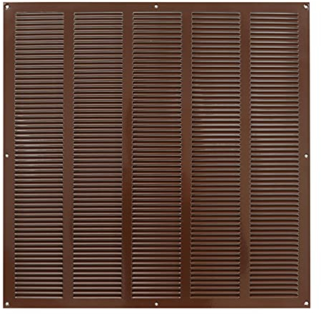 Griglia di ventilazione e aspirazione dell’aria in metallo con montaggio a incastro, ideale come protezione contro gli insetti, 500 x 500 mm, colore marrone