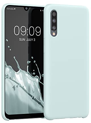 kwmobile Hülle kompatibel mit Samsung Galaxy A50 Hülle - Silikon Handy Case - Handyhülle weiche Oberfläche - kabelloses Laden - Cool Mint