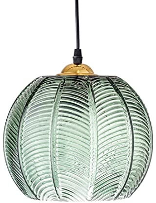 ZHFF Suspension en Verre Vert Clair Abat-Jour Moderne éclairage de Plafond Art déco Lampe Salon Salle à Manger Chambre Cuisine îlot intérieur luminaire, E27 Hauteur réglable 25cm