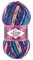 100g Sockenwolle Superwash Comfort 4-fädig Schurwolle Sockengarn Farbauswahl, Farbe:7654 blau rot gelb creme