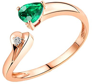 Dsnyu Ring Breit 925 Silber Vorsteckring Weißgold 0.5ct Labor Erstellt Smaragd Rose Vergoldet Zirkonia Damen Ringe Ehering 61 (19.4)