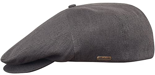 Sterkowski Swede Cap | 100% Leinen Schiebermütze für Damen und Herren | Super Luftige 5 Panels Sommer Cap Ohne Futter, GRAU, 61 EU