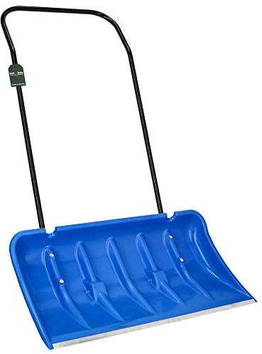 KOTARBAU® Schneeschieber mit Rädern Schneeschaufel 80 cm Schneewanne mit Alu-Profilkante Schneeschippe mit Metallgriff ECO Blau Schneeräumer