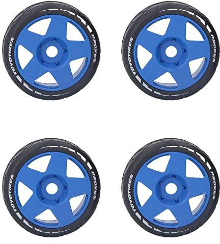 Dilwe RC Wheels Reifen, 4 STÜCKE 1:8 GT RC Wheels Strong Grip Road Racing Reifen Verschleißfest On Road Wheels mit 17mm Adapter (Blau)