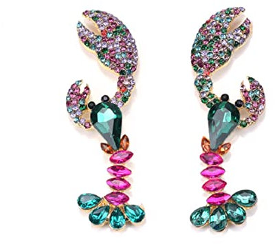 Hummer Ohrringe für Damen, süße Hummer Ohrringe für Mädchen, Ohrringe mit Ozeanhummer hypoallergen, Bohemian Hummer Ohrringe mit Strandhummer, NO, Nein, Nein