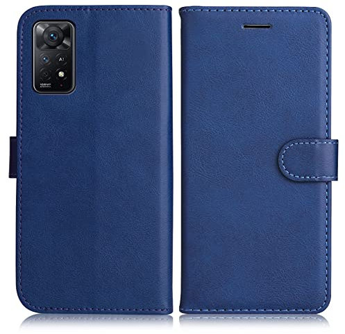 DENDICO Coque pour Redmi Note 11 Pro 4G / 5G, PU en Cuir Coque Portefeuille Étui Housse, Design Classique TPU Coque pour Redmi Note 11 Pro 4G / 5G, Bleu Marin