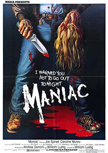 Maniac 01 Poster A4 - Filmkunstposter in verschiedenen Größen für Wohn- oder Schlafzimmerideen. Randlose Kultfilmbilder, klassische ikonische 70er, 80er, 90er Jahre, Vintage-Retro-Wanddekoration, Bil