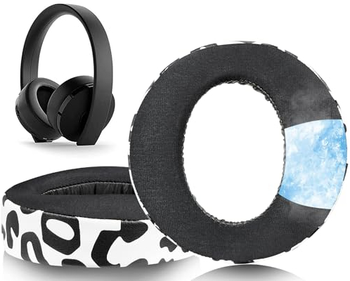SOULWIT Cooling-Gel Ear Pads Cushions for Sony New Gold Wireless Playstation PS4 Headset, Replacement Earpads for 2018 Version, Headphone Model CUHYA-0080 - Snow Leopard