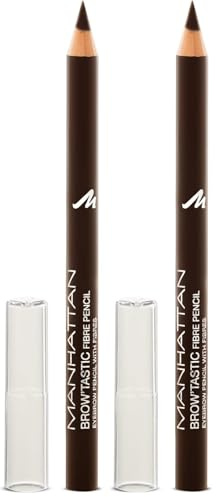 Manhattan Brow'Tastic Augenbrauenstift – Dunkelbrauner Eyebrow Pencil mit auffüllenden Fasern für dichter wirkende, definierte Augenbrauen – Farbe Dark 003 – 1 x 1,1g (Packung mit 2)