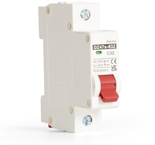 Jadeshay Disjoncteur Miniature 1P Disjoncteur DC 32A 12V-250V Mini Disjoncteur DC Photovoltaique de Protection Contre les Surcharges pour Système PV Solaire