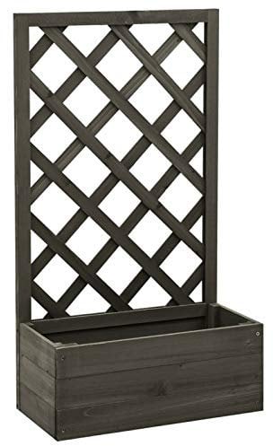 BULANED Jardinière à Treillis de Jardin Gris 50x25x90 cm Bois de Sapin,Jardiniere sur Pieds,Bac avec Treillis,Jardiniere Terrasse