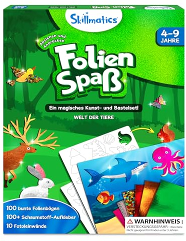 Skillmatics Kunst & Bastelaktivität- Folienspaß Tiere, Schmutzfreie Kunst für Kinder, Bastelsets, DIY-Aktivität, Geschenke für 4 bis 9 Jahre
