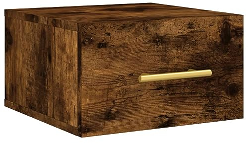 vidaXL Wand Nachttisch, Nachtschrank mit reichlich Stauraum, Hängend Nachtkommode Nachtkonsole, Wandschublade Wandregal für Schlafzimmer, Räuchereiche