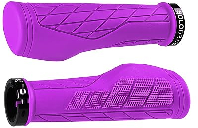 SOLODRIVE Impugnature per Bicicletta da Montagna Ergonomiche, Manopole Comfortevoli per Manubrio, Single Lock-on e Antiscivolo, Adatte per MTB, E-Bike, Hybrid e Scooter (viola)