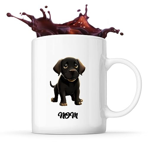 Tasse Labrador Retriever style Cartoon Prénom Nom Personnalisable | Mug Café Thé Idée Cadeau Personnalisé Homme Femme Original pour propriétaire de chien