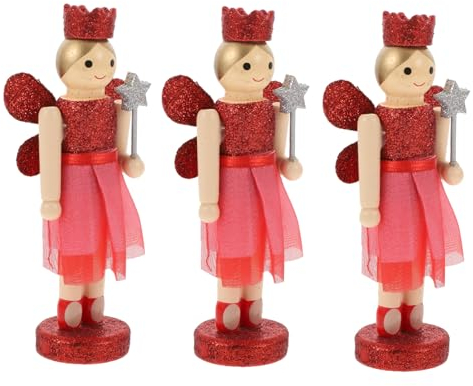 PRETYZOOM 3pezzi Decorazioni Natalizie Legno Per Statuette Di Angeli Con Noci Decorativi Ornamenti Per Scrivania Rappresentazioni Festive Per La Casa Legno e Resistente