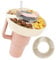 SULIVES Plastic Snack Bowl for Stanley Cup 40 oz, Reusable Tray with 4 Compartments, Compatible with Stanley Cup Accessories, Candy/Nuts Platter, Movie Theater & Car Snack Tray (Cream)