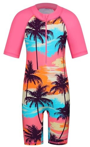 ZNYUNE Girls UV Sun Protection Swimsuit One Piece Long Sleeve UPF 50+ Sunsafe Swimwear Kids Swimming Costume with Zipper 4-12 Years S376 CocoTree 10A