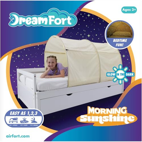AIR FORT Original DreamFort - Toldo portátil desplegable para Cama Individual, Estrellas Que Brillan en la Oscuridad (Sol matutino)