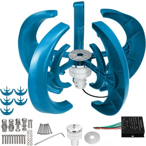 ZHOZHUT Windgenerator 1000W Laterne Windkraftanlage Generator 12V / 24V / 48V 5 Blätter Windturbinenmotor Mit Controller, 2m/s Niedrige Startwindgeschwindigkeit Für Straßen, Boote, Camping, Häuser,48v