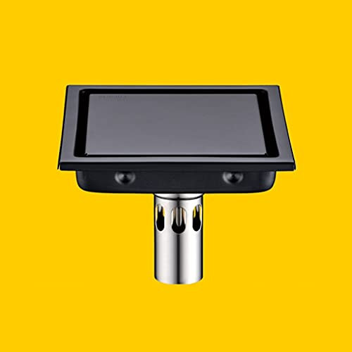 FPVAWKBL Desagüe de Ducha de Acero Inoxidable de 15x15cm, desagüe de Suelo de baño Negro, Inserto de azulejo, Rejillas de residuos de Suelo antiolor cuadradas