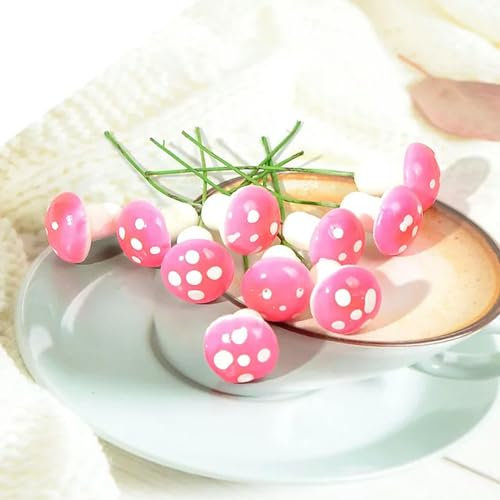 Mini-Pilz-Pilze aus Schaumstoff, künstliche Blumen für Hochzeit, Pilz, Dekoration, DIY-Kranz, Geschenk, Scrapbooking, Basteln, Bakterien, 10/50 Stück, Rosa
