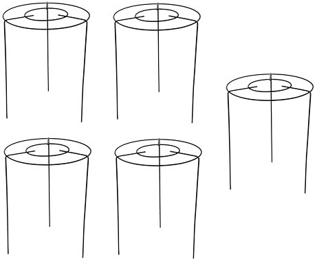 Large Garden Plant Support Double Round Grow Through Grid Ring Height 45cm for Flowers Border Cage Sturdy, Lightweight, Rust-Resistant Plant Stakes (5)