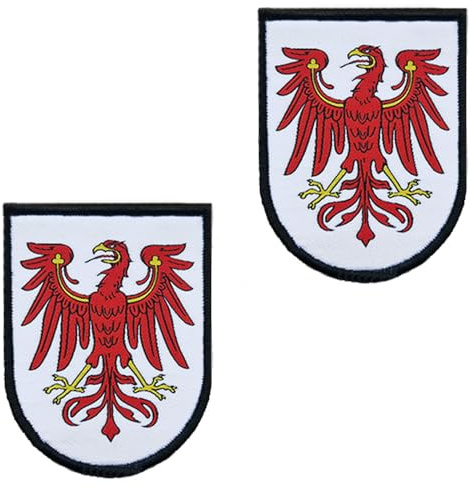 2 Stück Brandenburg Abzeichen Schild Patch Abnehmbare Aufnäher Nylon Taktische Militär Lustige Flagge Patch Applikation für Kleidung Baseballkappe Rucksäcke Draussen Taschen Jacke Weste