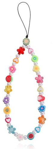 ZUWIJEQ Handy Lanyard, Handykette Perlen, Bunte Perlen Handy Straps,Anti-Lost Handyhülle Anhänger, Handschlaufe, Anhänger Kette Handy Dekoration Zubehör,Phone Charm Perlen zum Umhängen