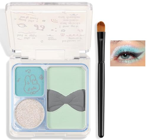 Boobeen 4 Colori Palette Ombretti, Mini Nude Luminoso Ombretto in Polvere-Ultra Pigmentata Opaca & Shimmer & Scintillante con Pennello Ombretto, Colori Naturali Sfumabili a Lunga Durata Ombretto