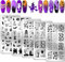 PH PandaHall 5pcs Halloween Nagel Stamping Platte, Geisterhexe Nagelschablonen Totenkopf Kürbis Nagelstempel Nail Art Stamping Platte Edelstahl Druck Nagelschablonen für Nail Art Design Maniküre Salon