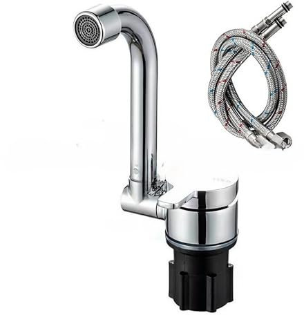 Grifo plegable para autocaravana,rotación de para 360°, grifo mezclador de fregadero con manguera de entrada de manguera, grifo de agua plegable giratorio