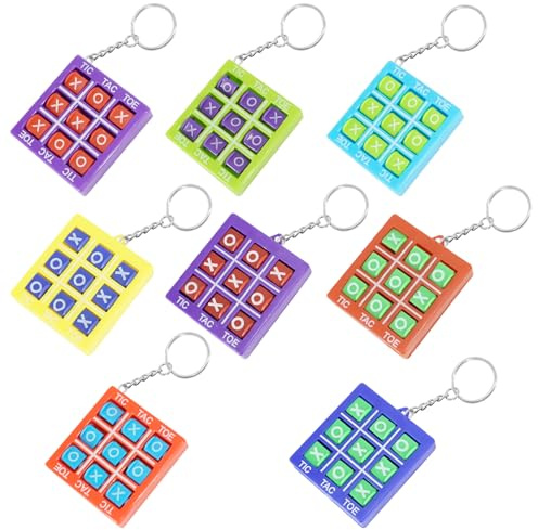 8 Tic Tac Toe Spiel Schlüsselanhänger für Kinder Tic Tac Toe Mitbringsel | Schlüsselanhänger Mitgebsel Kindergeburtstag 8 Jahre, Schlüsselbund für Rucksack Geburtstag Jungen Mädchen
