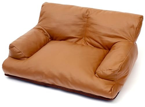 RUYICZB Hundebetten Haustier Sofa Leder Hundebett Haustier Weiches Sofa Hundesessel Für Kleine Mittlere Hunde Haustiermöbel Katzenbetten Mit Anti-Rutsch-Boden,Braun,S